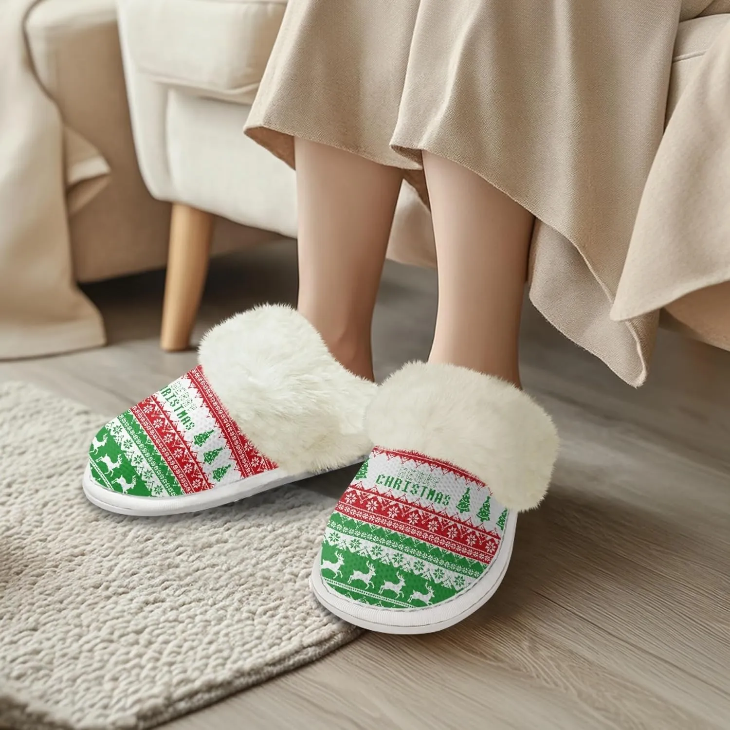Micoklinlin Women's Slippers Cute Plush Fuzzy Lined House Shoes for Men Comfy Flannel Bedroom Slippers for Autumn Winter