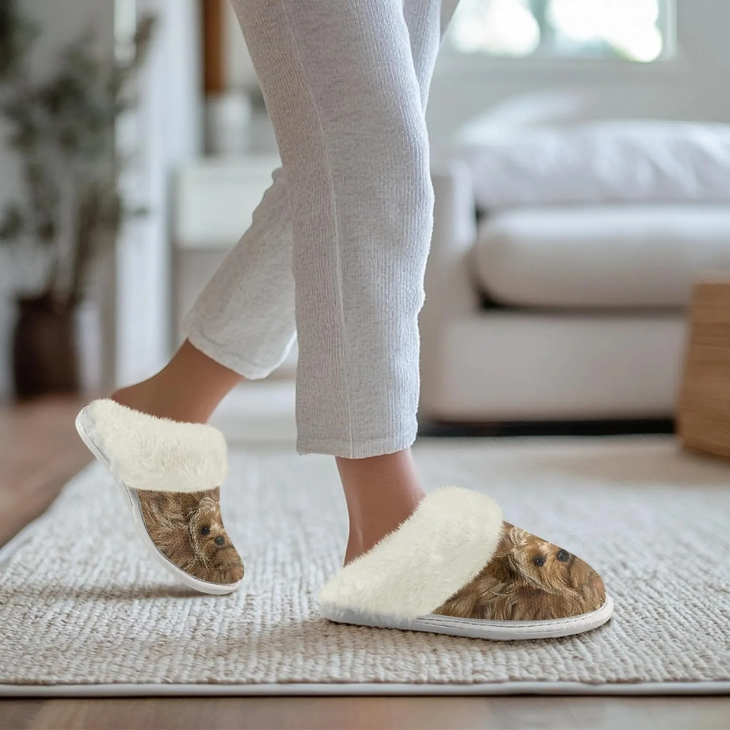 Micoklinlin Women's Slippers Cute Plush Fuzzy Lined House Shoes for Men Comfy Flannel Bedroom Slippers for Autumn Winter