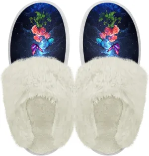 Micoklinlin Women's Slippers Cute Plush Fuzzy Lined House Shoes for Men Comfy Flannel Bedroom Slippers for Autumn Winter