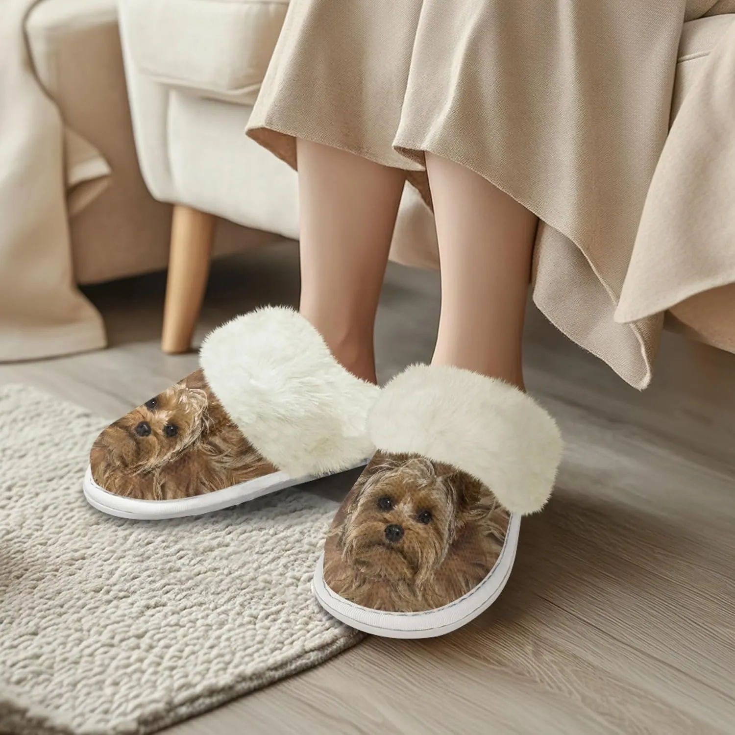 Micoklinlin Women's Slippers Cute Plush Fuzzy Lined House Shoes for Men Comfy Flannel Bedroom Slippers for Autumn Winter