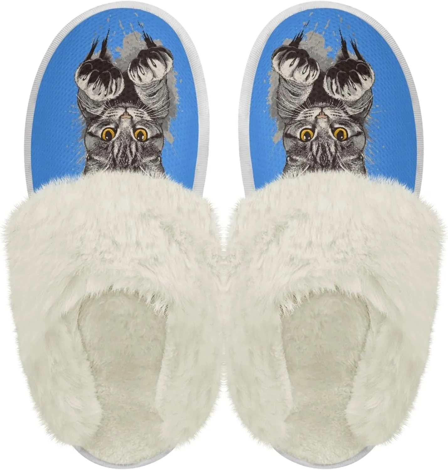 Micoklinlin Women's Slippers Cute Plush Fuzzy Lined House Shoes for Men Comfy Flannel Bedroom Slippers for Autumn Winter