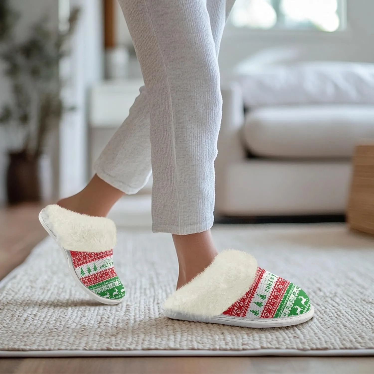 Micoklinlin Women's Slippers Cute Plush Fuzzy Lined House Shoes for Men Comfy Flannel Bedroom Slippers for Autumn Winter