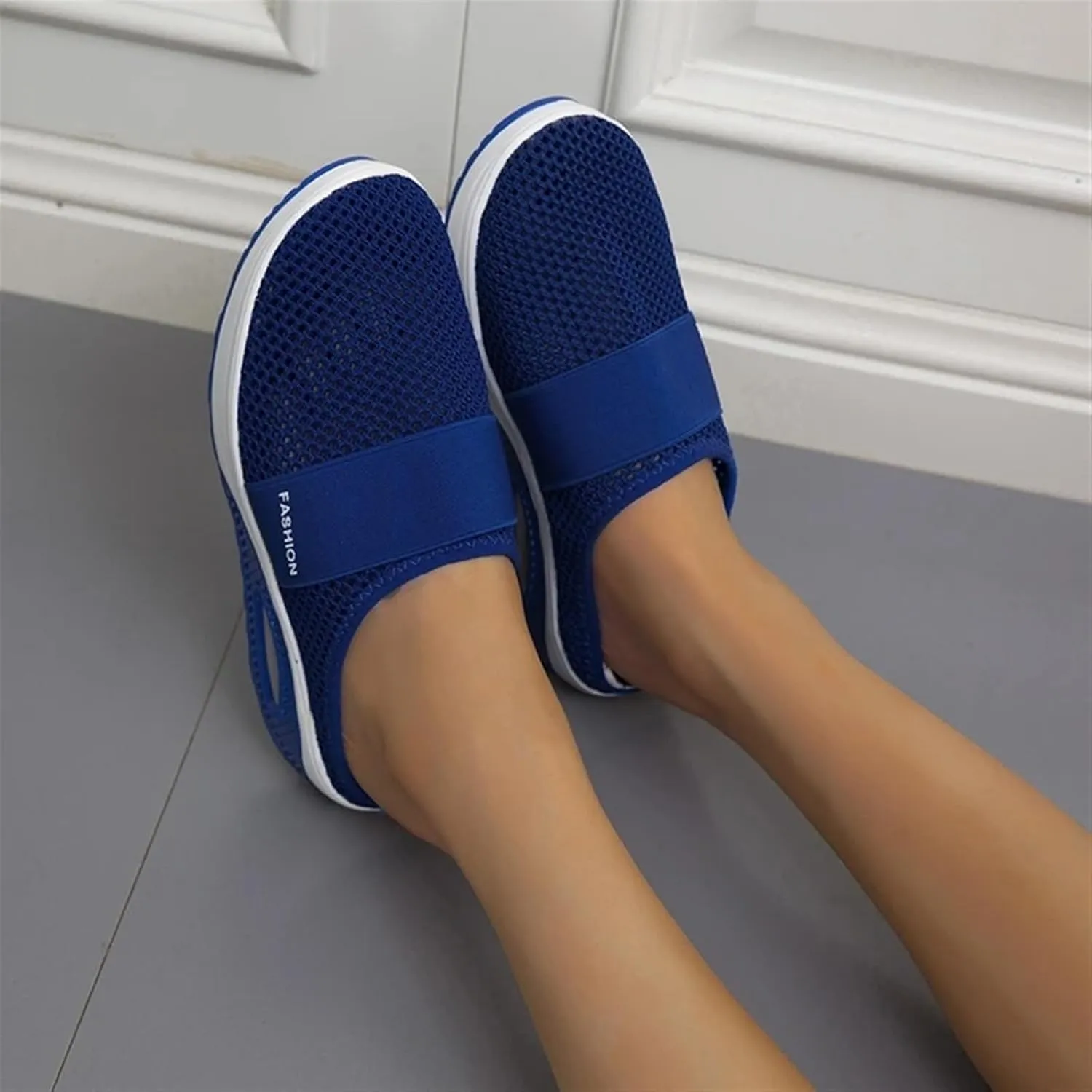 Mmoneyake Mules for Women 2025 Open Back Slip On Shoes Wide Width Clogs Mesh Slippers Air Cushion Orthopedic Diabetic Walking Shoes Backless Breathable Sneakers Closed Toe Slides