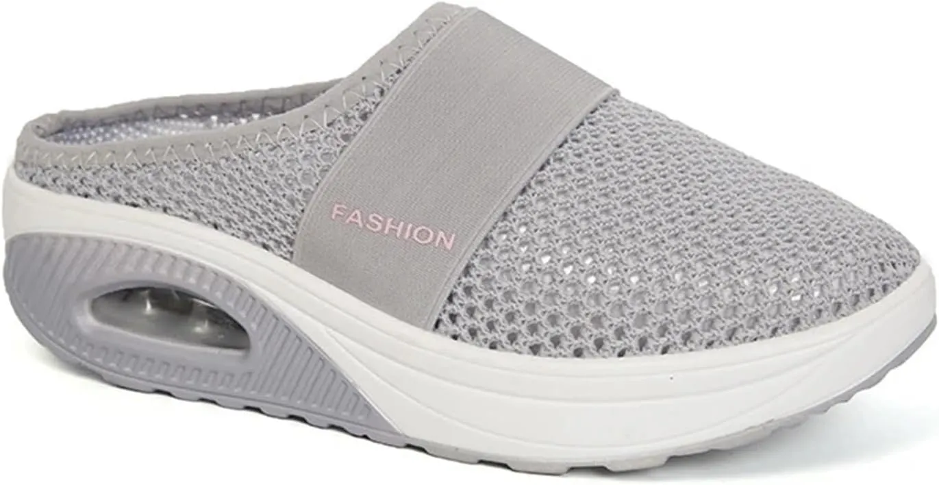 Mmoneyake Mules for Women 2025 Open Back Slip On Shoes Wide Width Clogs Mesh Slippers Air Cushion Orthopedic Diabetic Walking Shoes Backless Breathable Sneakers Closed Toe Slides