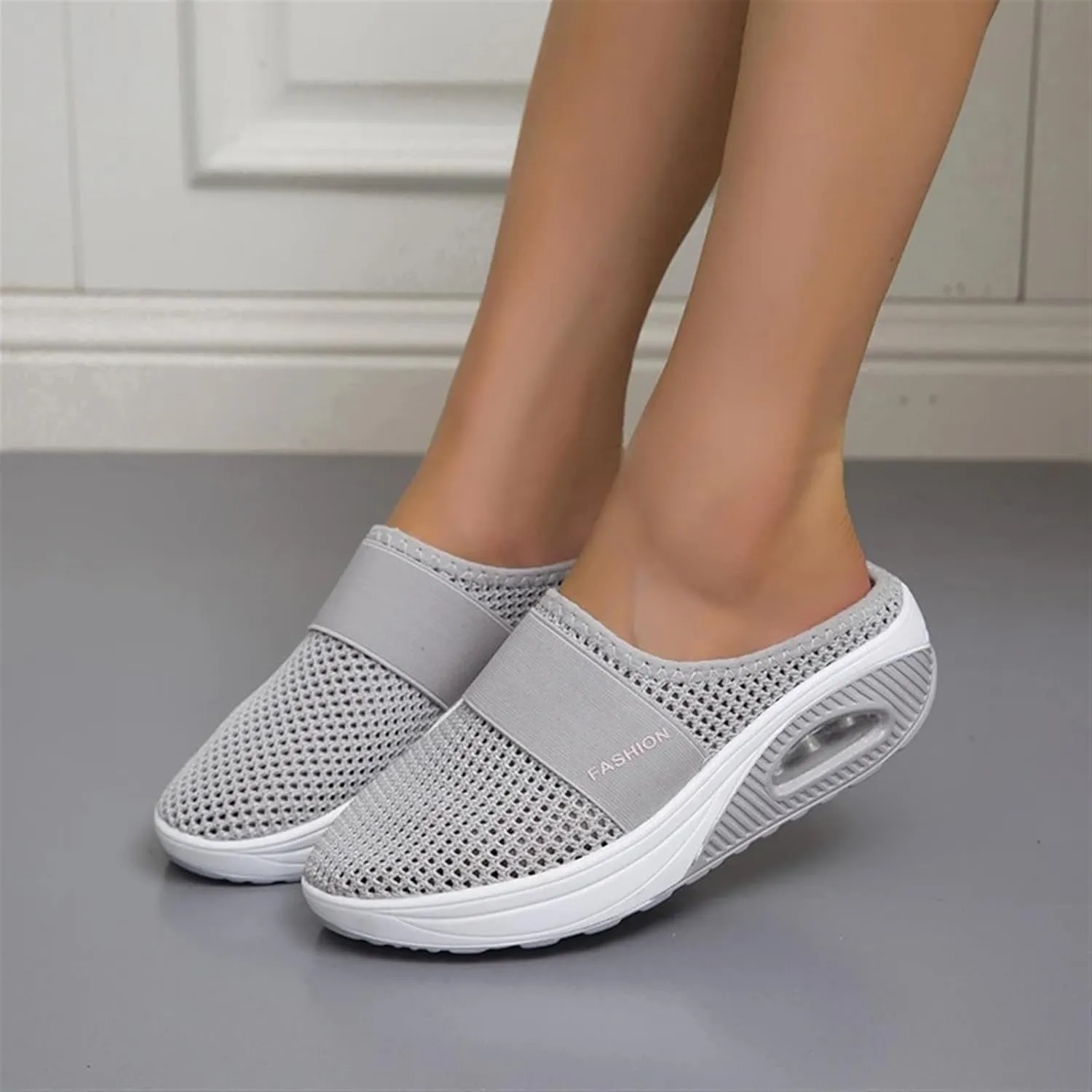 Mmoneyake Mules for Women 2025 Open Back Slip On Shoes Wide Width Clogs Mesh Slippers Air Cushion Orthopedic Diabetic Walking Shoes Backless Breathable Sneakers Closed Toe Slides