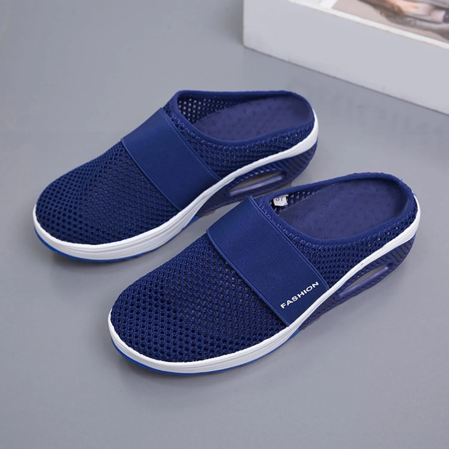 Mmoneyake Mules for Women 2025 Open Back Slip On Shoes Wide Width Clogs Mesh Slippers Air Cushion Orthopedic Diabetic Walking Shoes Backless Breathable Sneakers Closed Toe Slides