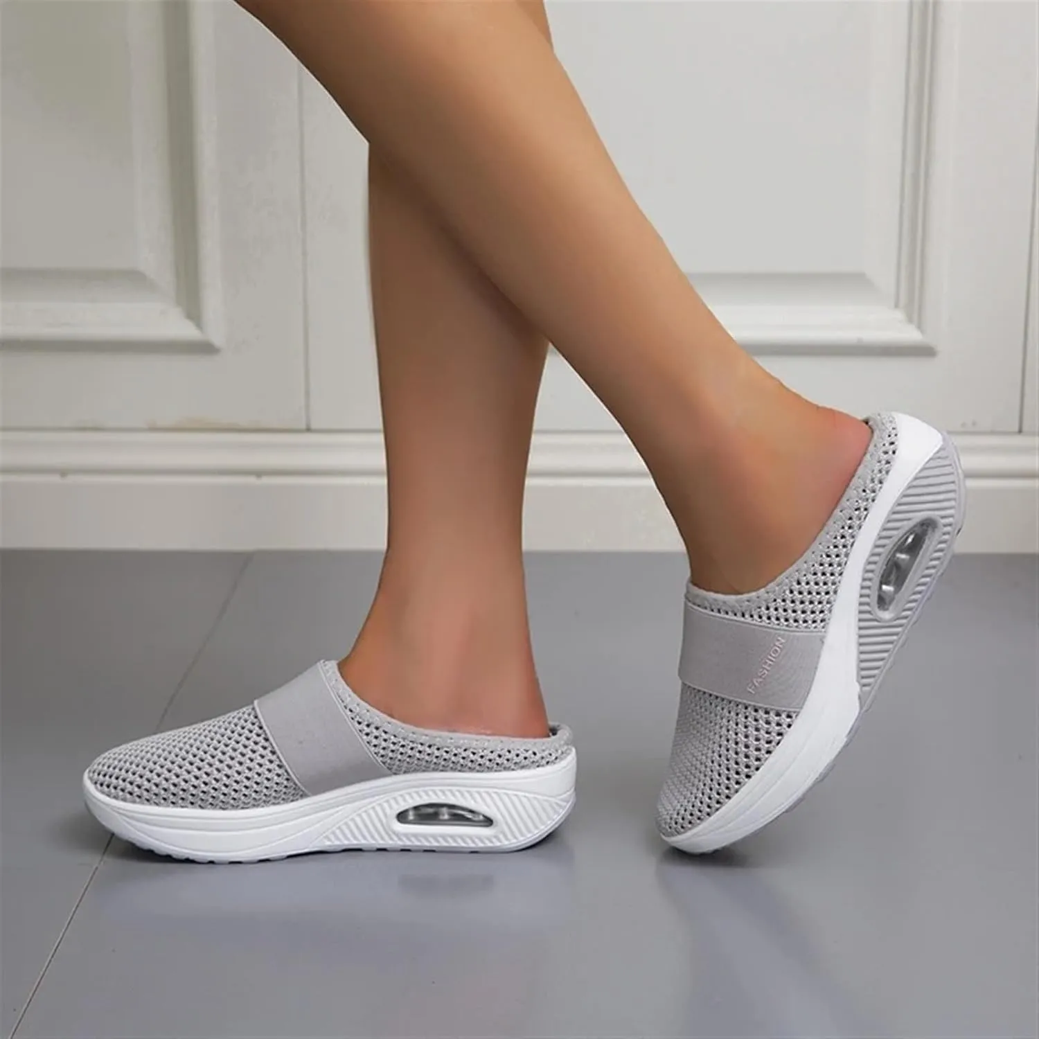 Mmoneyake Mules for Women 2025 Open Back Slip On Shoes Wide Width Clogs Mesh Slippers Air Cushion Orthopedic Diabetic Walking Shoes Backless Breathable Sneakers Closed Toe Slides