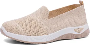 Mmoneyake Women's Woven Orthopedic Breathable Soft Shoes Diabetic Foam Walking Shoes Mesh Knitted Woven Low Top Walking Shoe Slip-On Indoor Outdoor Casual Sneakers