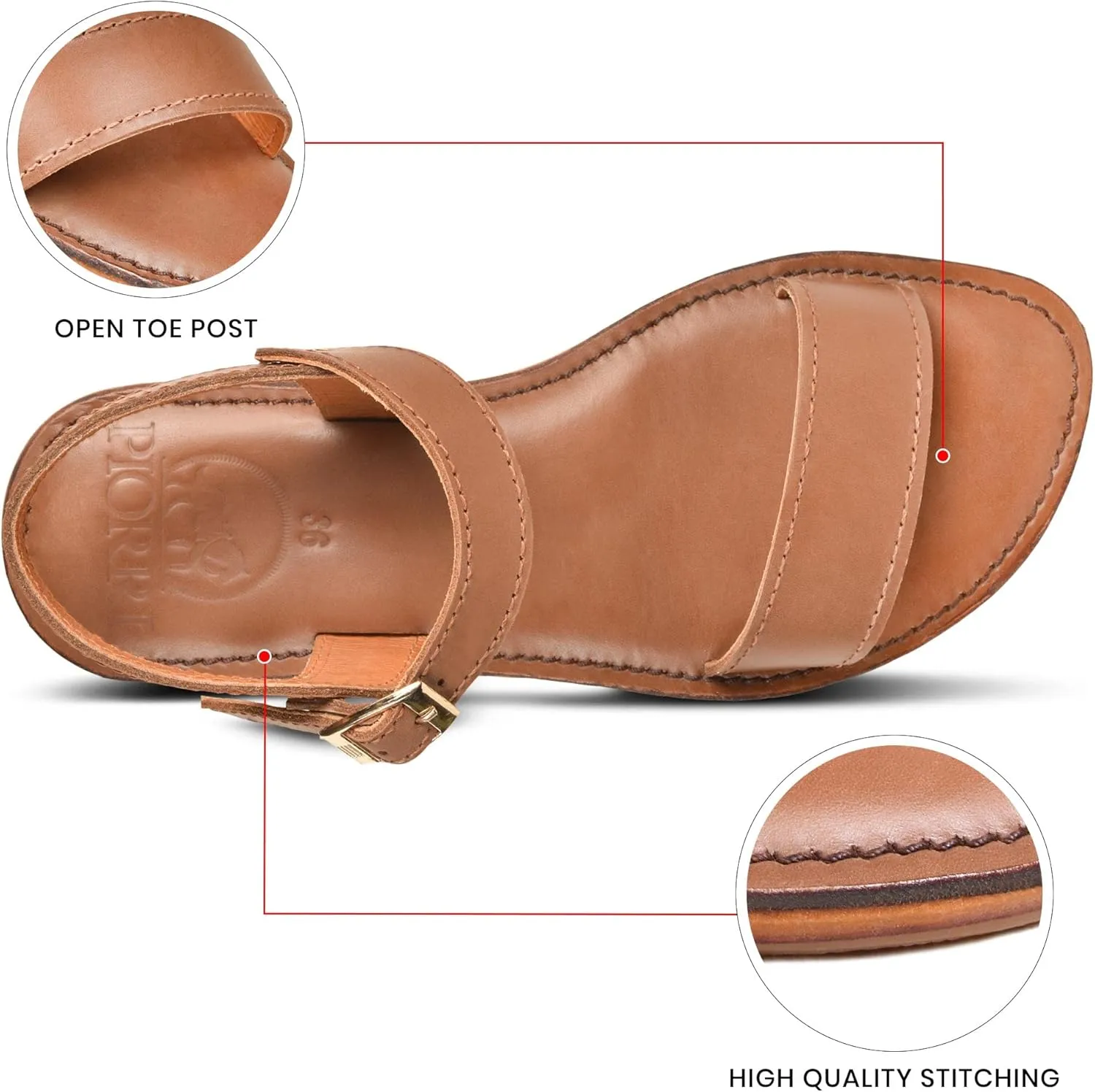 Myrina Womens Strappy Natural Leather Flat Slingback Sandals