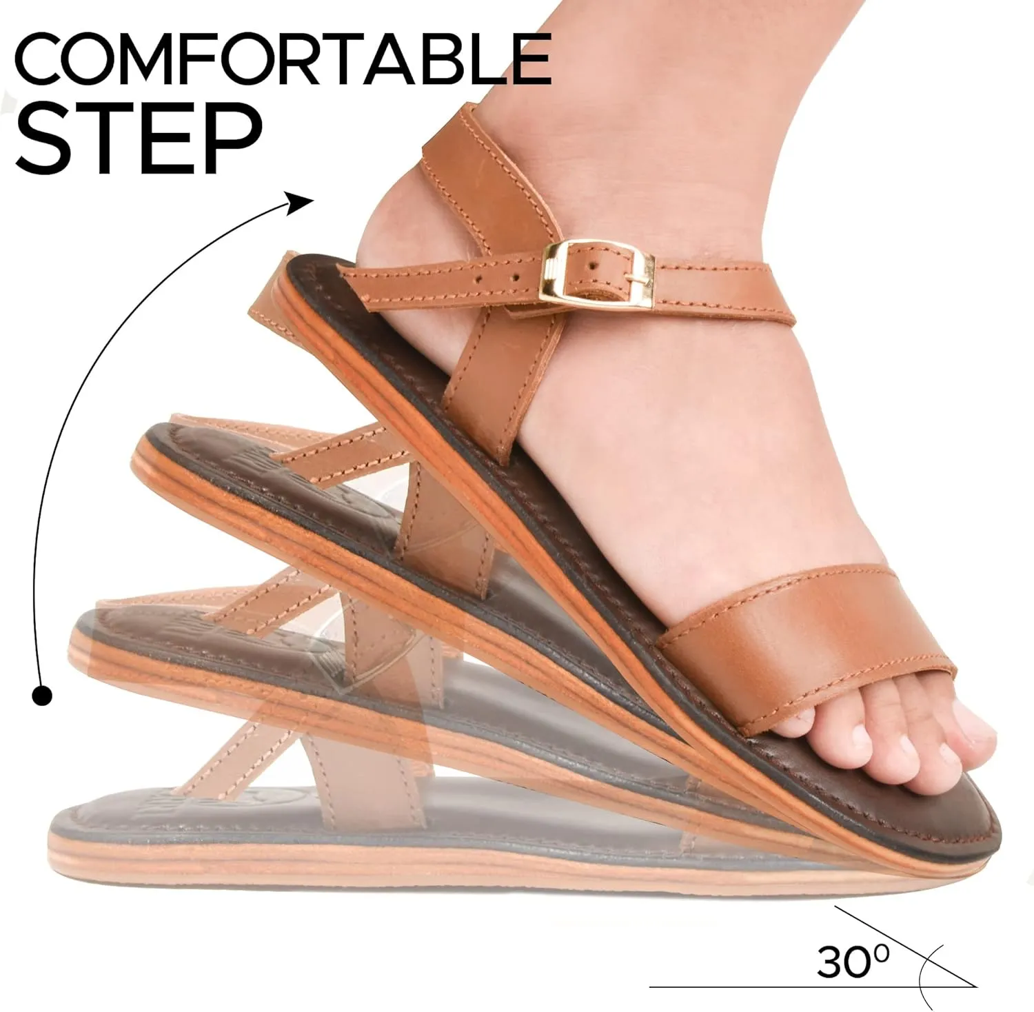 Myrina Womens Strappy Natural Leather Flat Slingback Sandals