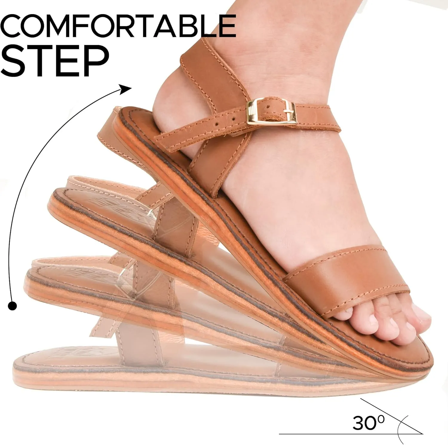Myrina Womens Strappy Natural Leather Flat Slingback Sandals
