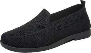 Orthopedic Shoes, Women's Comfortable Breathable Knitted Sneakers Slip-On Sneakers for Women Woven Cut-Out Orthopedic Arch Support Walking Shoes