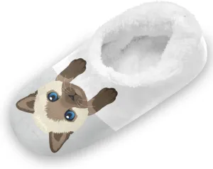 Siamese Kitty Slippers for Kids Cute Cat Home House Fuzzy Slipper Indoor Soft Plush Fleece Non Slip Casual Shoes for Boys Girls, XS