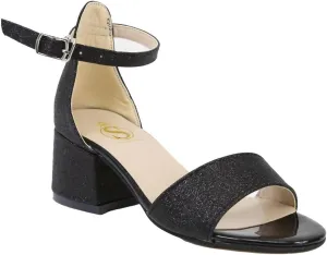 SIRRI Girls Ankle-Strap Shoes, Block Heels Sandals with Glitter for Special Occasion
