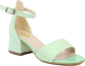 SIRRI Girls Ankle-Strap Shoes, Block Heels Sandals with Glitter for Special Occasion