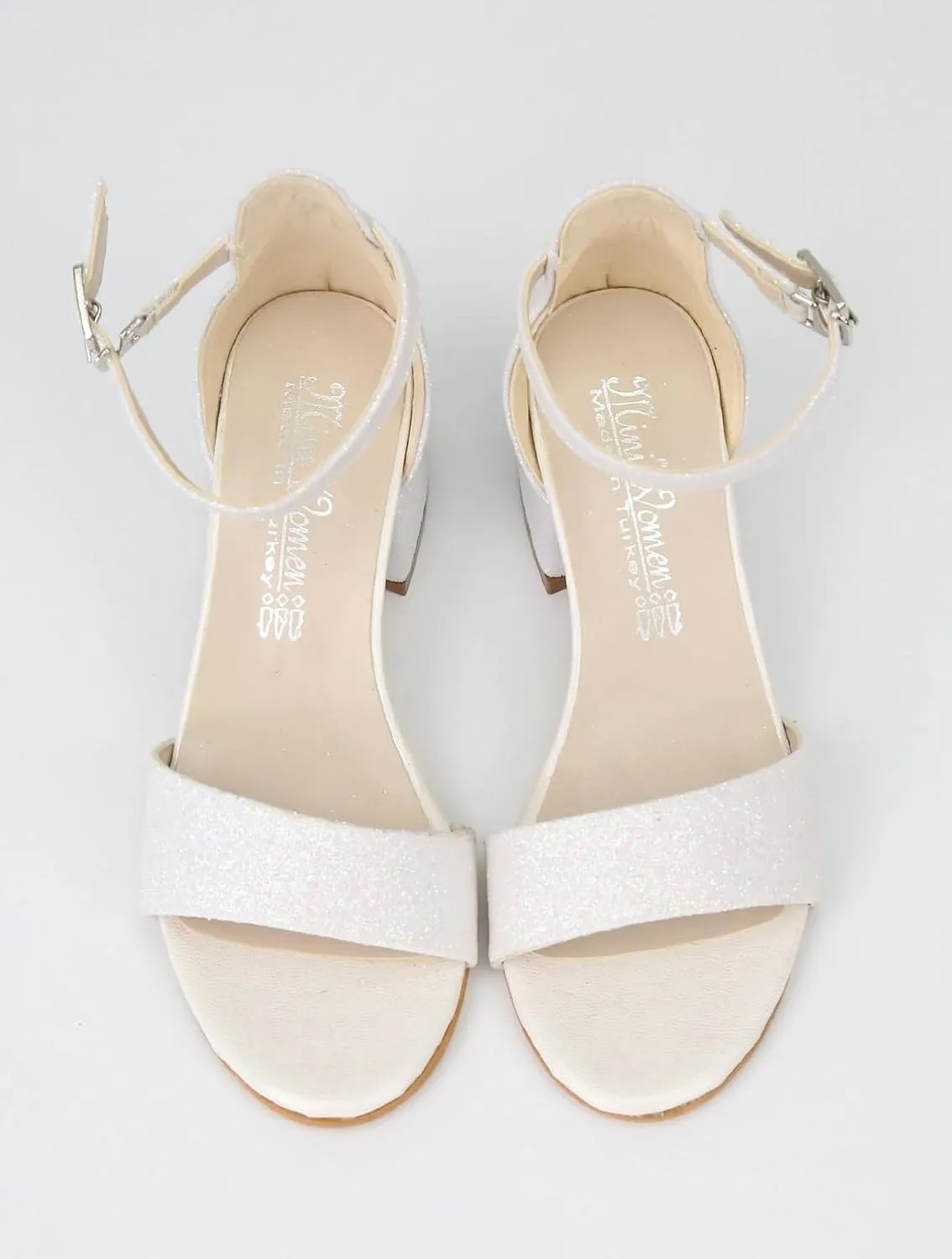 SIRRI Girls Ankle-Strap Shoes, Block Heels Sandals with Glitter for Special Occasion
