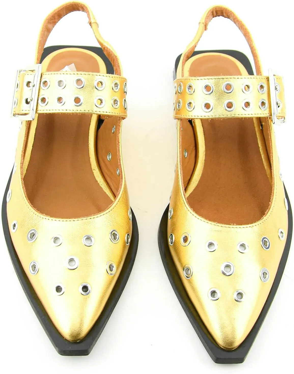 Slingback Flats for Women with Pointed Toe Adjustable Strap Comfortable and Casual Design Ideal for Dress Occasions with Stylish Grommet Details