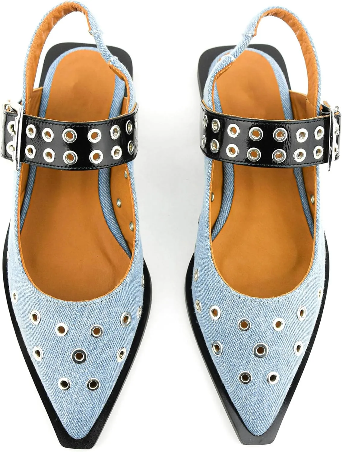 Slingback Flats for Women with Pointed Toe Adjustable Strap Comfortable and Casual Design Ideal for Dress Occasions with Stylish Grommet Details