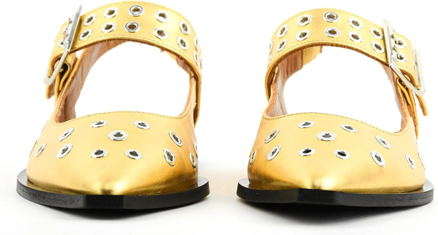 Slingback Flats for Women with Pointed Toe Adjustable Strap Comfortable and Casual Design Ideal for Dress Occasions with Stylish Grommet Details