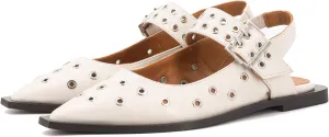 Slingback Flats for Women with Pointed Toe Adjustable Strap Comfortable and Casual Design Ideal for Dress Occasions with Stylish Grommet Details