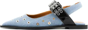Slingback Flats for Women with Pointed Toe Adjustable Strap Comfortable and Casual Design Ideal for Dress Occasions with Stylish Grommet Details