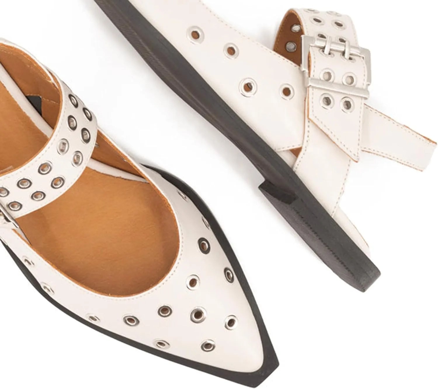 Slingback Flats for Women with Pointed Toe Adjustable Strap Comfortable and Casual Design Ideal for Dress Occasions with Stylish Grommet Details