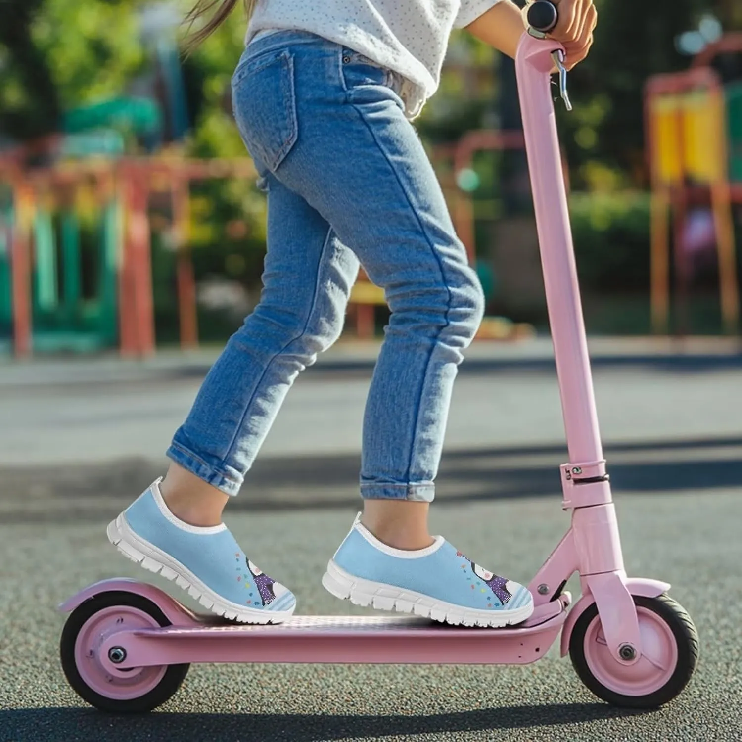 Sneakers for Girls Boys,Kids Stylish Slip On Flats Skateboard Shoes Lightweight Non-Slip White Sole Shoes