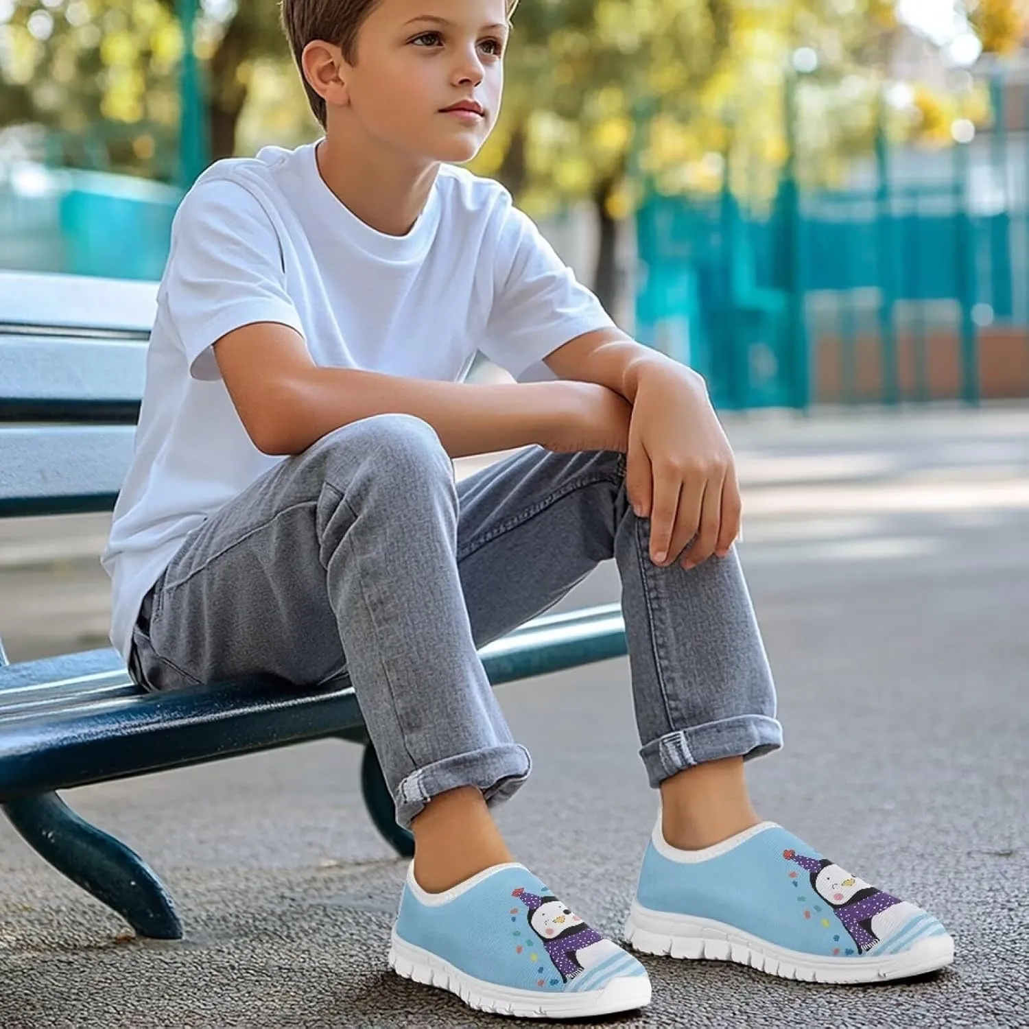 Sneakers for Girls Boys,Kids Stylish Slip On Flats Skateboard Shoes Lightweight Non-Slip White Sole Shoes