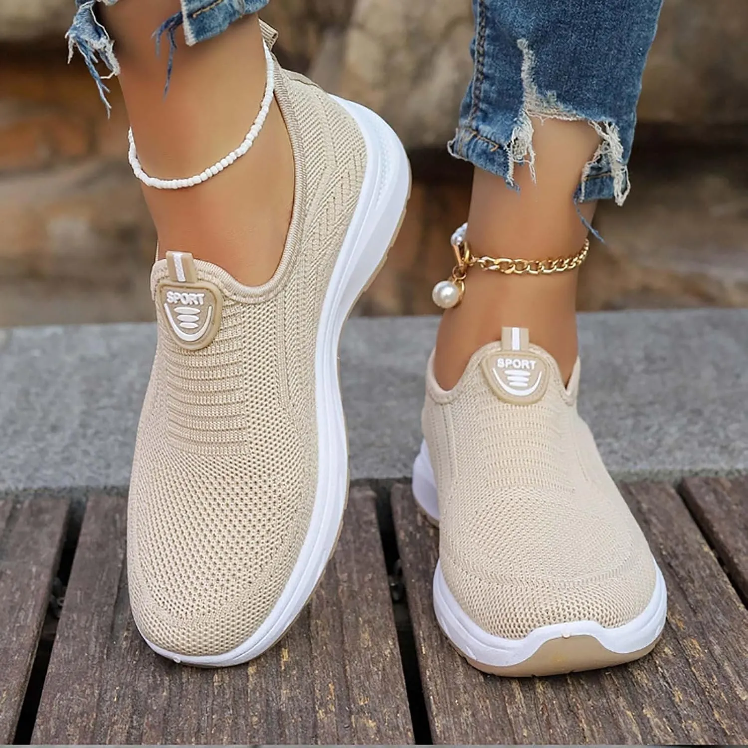 Sneakers for Plantar Fasciitis for Women Breathable Knitted Comfort Orthopedic Casual Shoes Summer Walking Sneakers