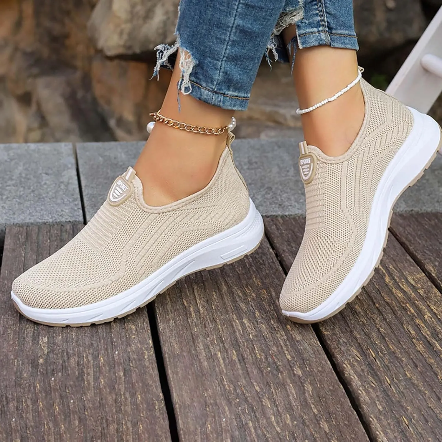 Sneakers for Plantar Fasciitis for Women Breathable Knitted Comfort Orthopedic Casual Shoes Summer Walking Sneakers