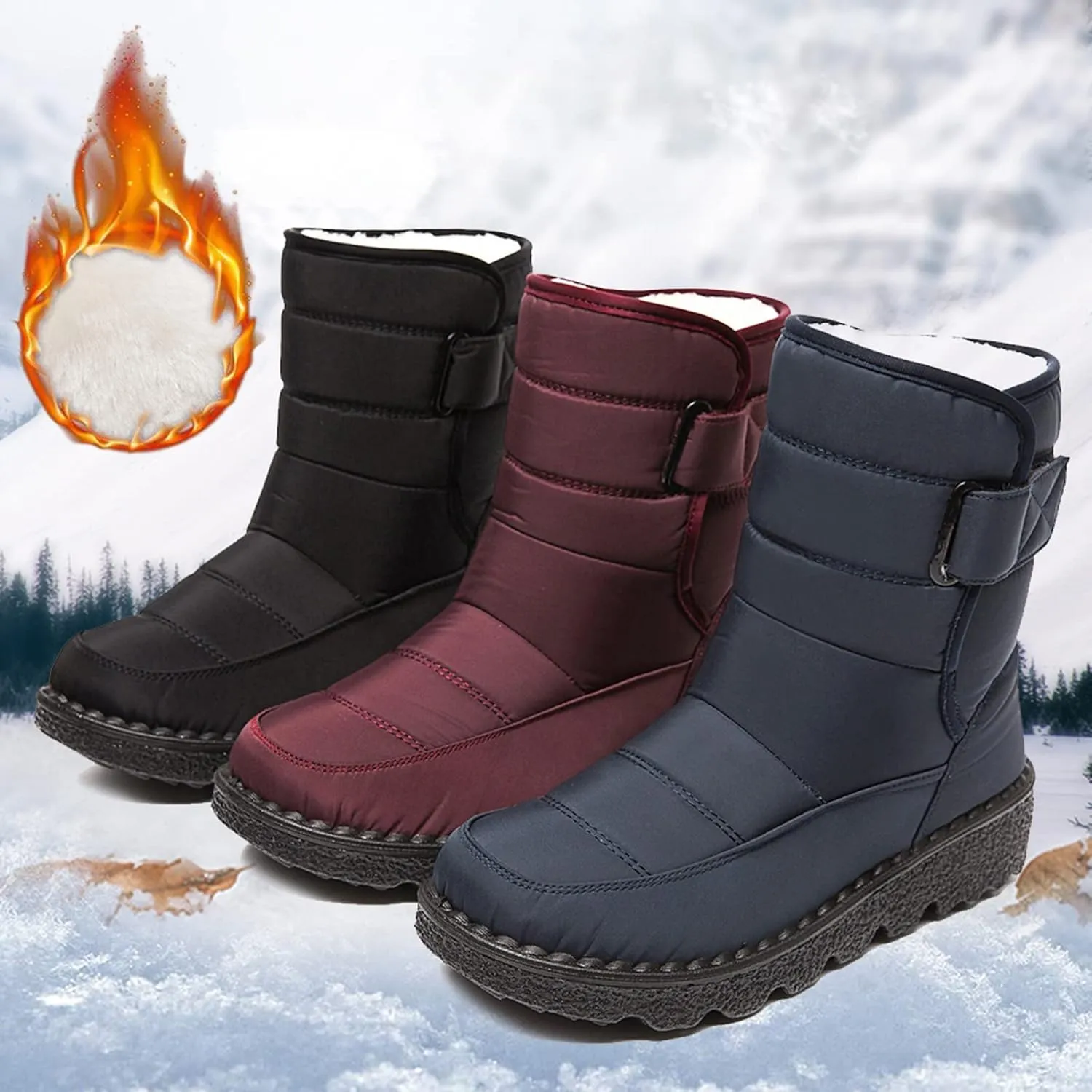 Snow Boots for Women Platform Boots Padded Waterproof Shoes Warm Boots Short Boots Cotton Shoes Plush Snow Boots