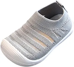 Summer and Autumn Cute Girls Flying Woven Mesh Breathable Flat Solid Color Slip On Comfortable Cat Shoes Size 1 Girls