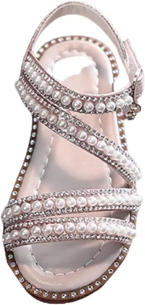Summer Girls' Sandals Korean Edition Little Girls' Pearl Open Toe Princess Shoes Little Medium And Big Warm Beach