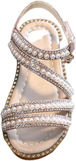 Summer Girls' Sandals Korean Edition Little Girls' Pearl Open Toe Princess Shoes Little Medium And Big Warm Beach
