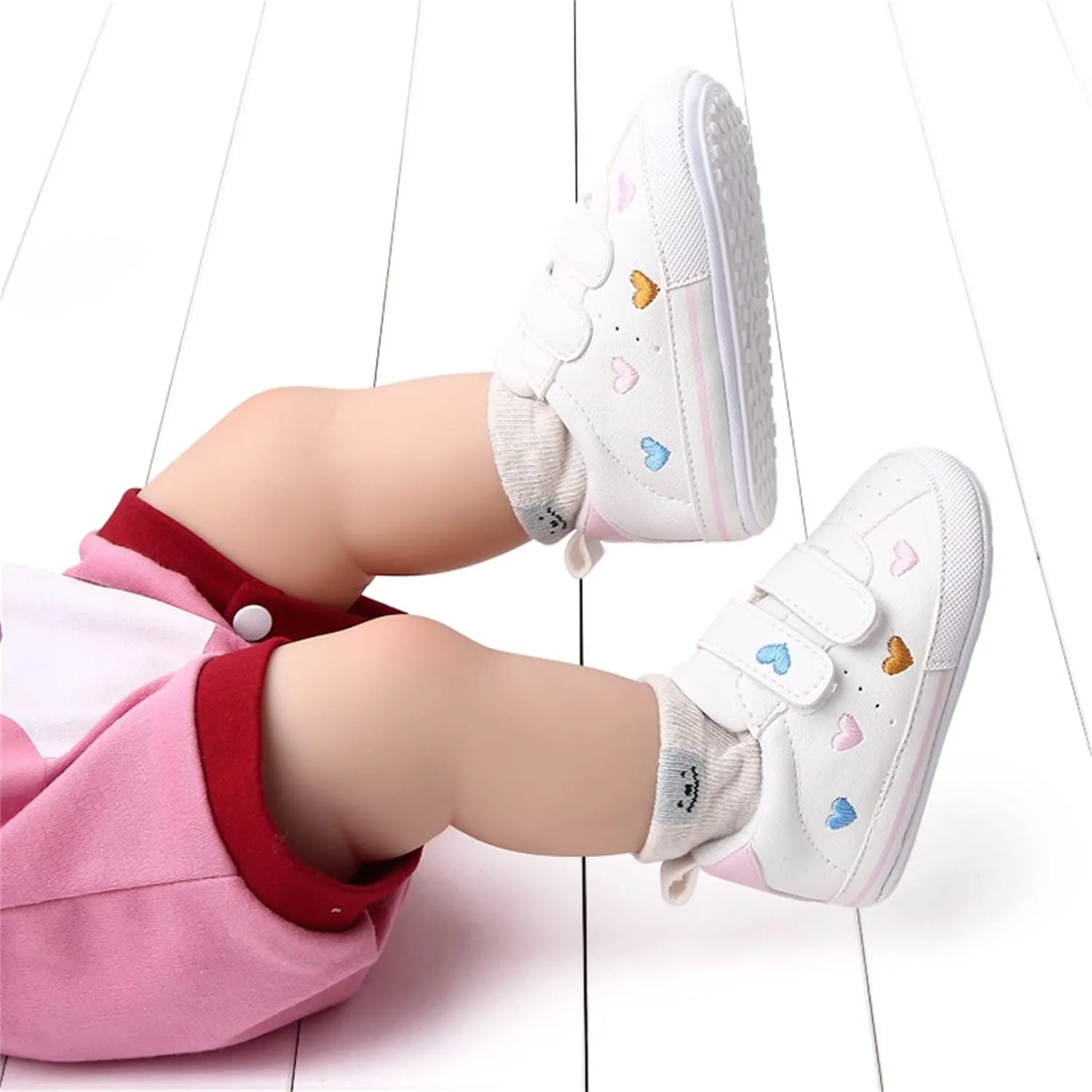 Toddler Boys Girls Flat Bottom Sports Shoes Lightweight Comfortable Double Strap Casual Sneakers for Indoor Outdoor