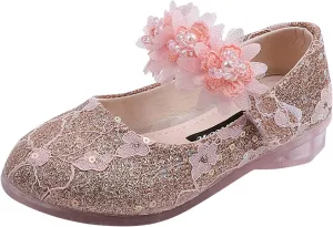 Toddler Flower Girl Dress Shoes Rhinstones Pearls Mary Jane Ballet Flats Wedding Party Toddler Dress Shoes for Girls
