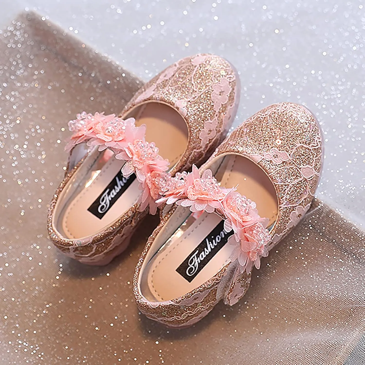 Toddler Flower Girl Dress Shoes Rhinstones Pearls Mary Jane Ballet Flats Wedding Party Toddler Dress Shoes for Girls
