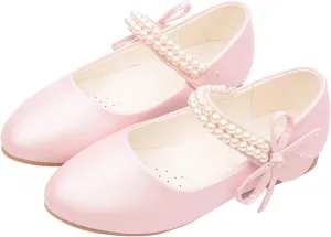 Toddler Girl's Dress Mary Jane Ballet Flats Bow Flower Girl Wedding Party Ballerina Flat Shoes for Girls