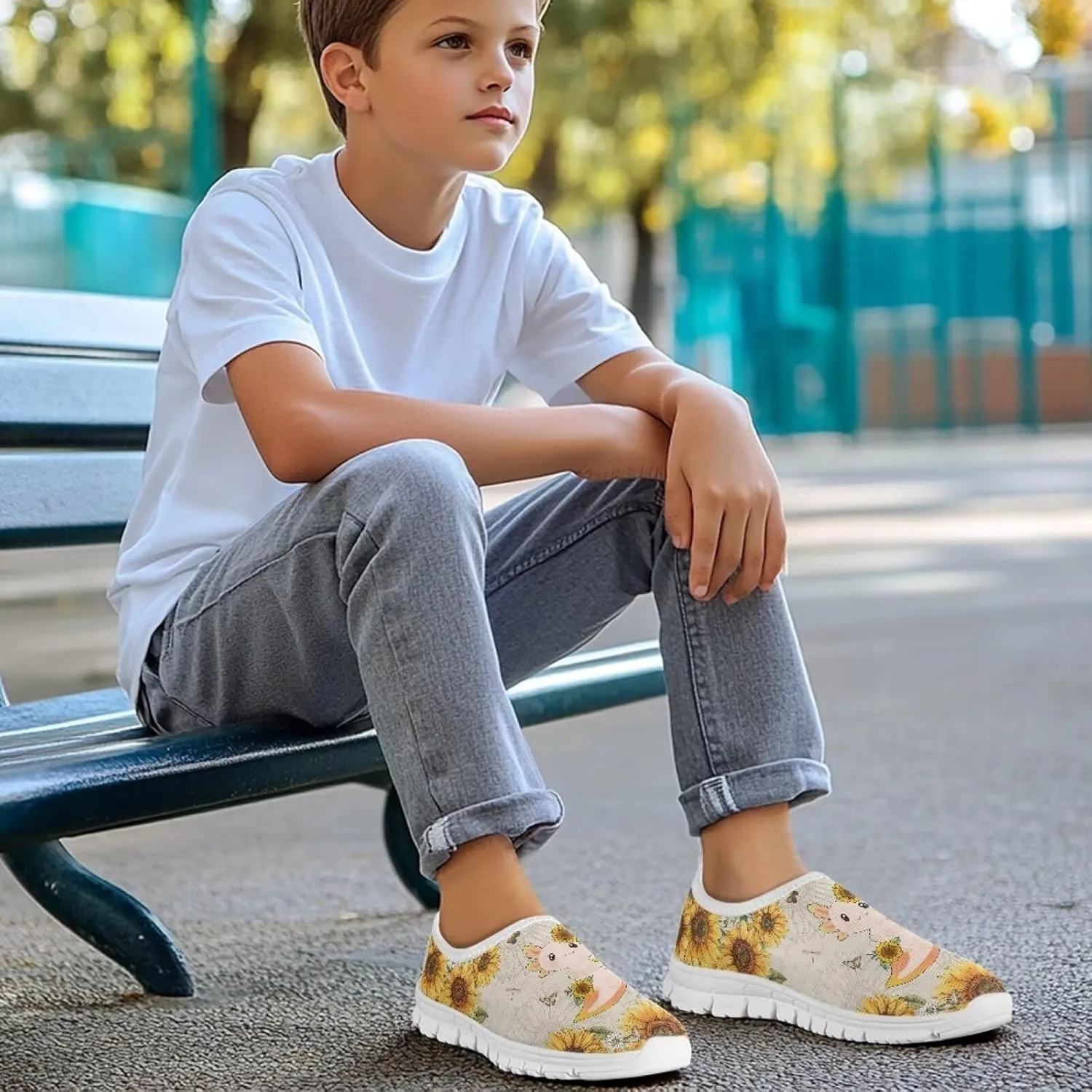 Unisex Slip On Flats Shoes for Boys Girls,Kids Lightweight Elastic Tennis Shoe Comfortable Running Walking Sneaker