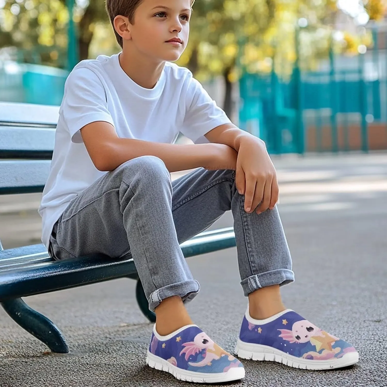 Unisex Slip On Flats Shoes for Boys Girls,Kids Lightweight Elastic Tennis Shoe Comfortable Running Walking Sneaker