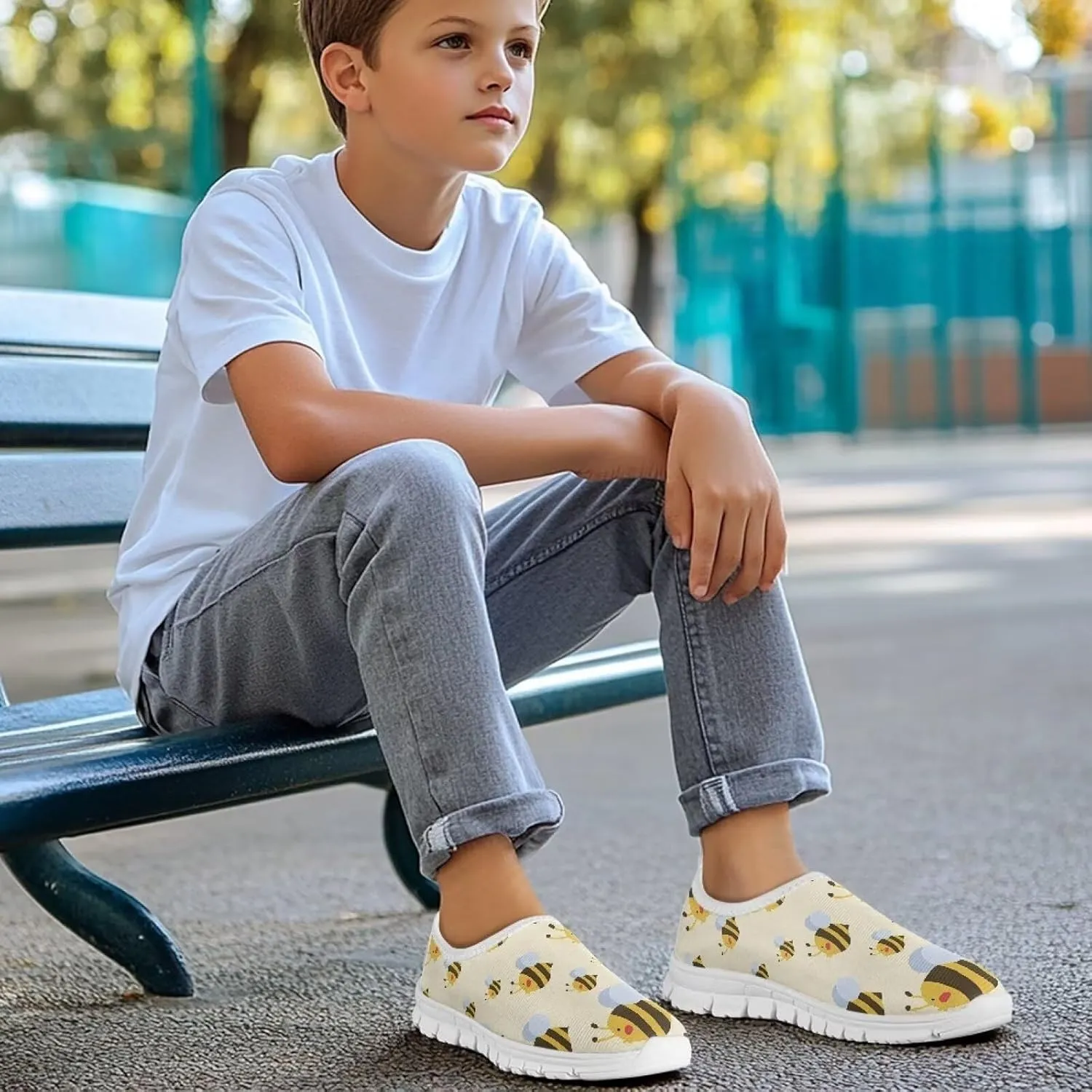 Unisex Slip On Flats Shoes for Boys Girls,Kids Lightweight Elastic Tennis Shoe Comfortable Running Walking Sneaker