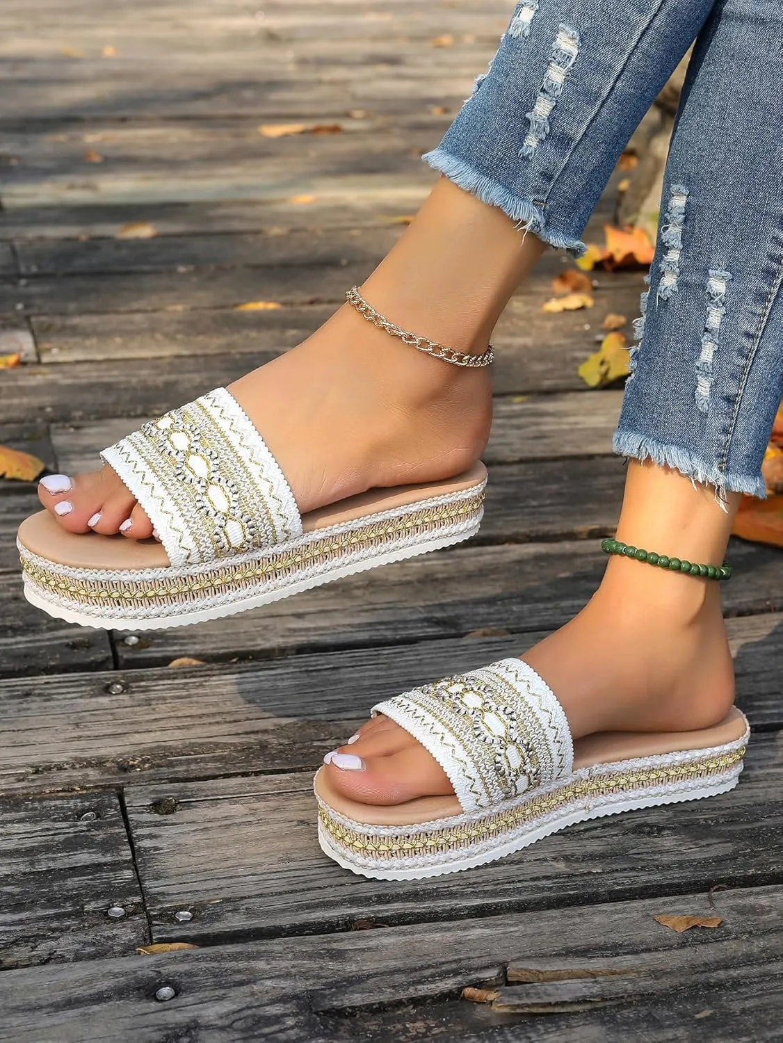 Verdusa Women's Platform SIides Flats Sandals Open Toe Slip On Wedges Sandal