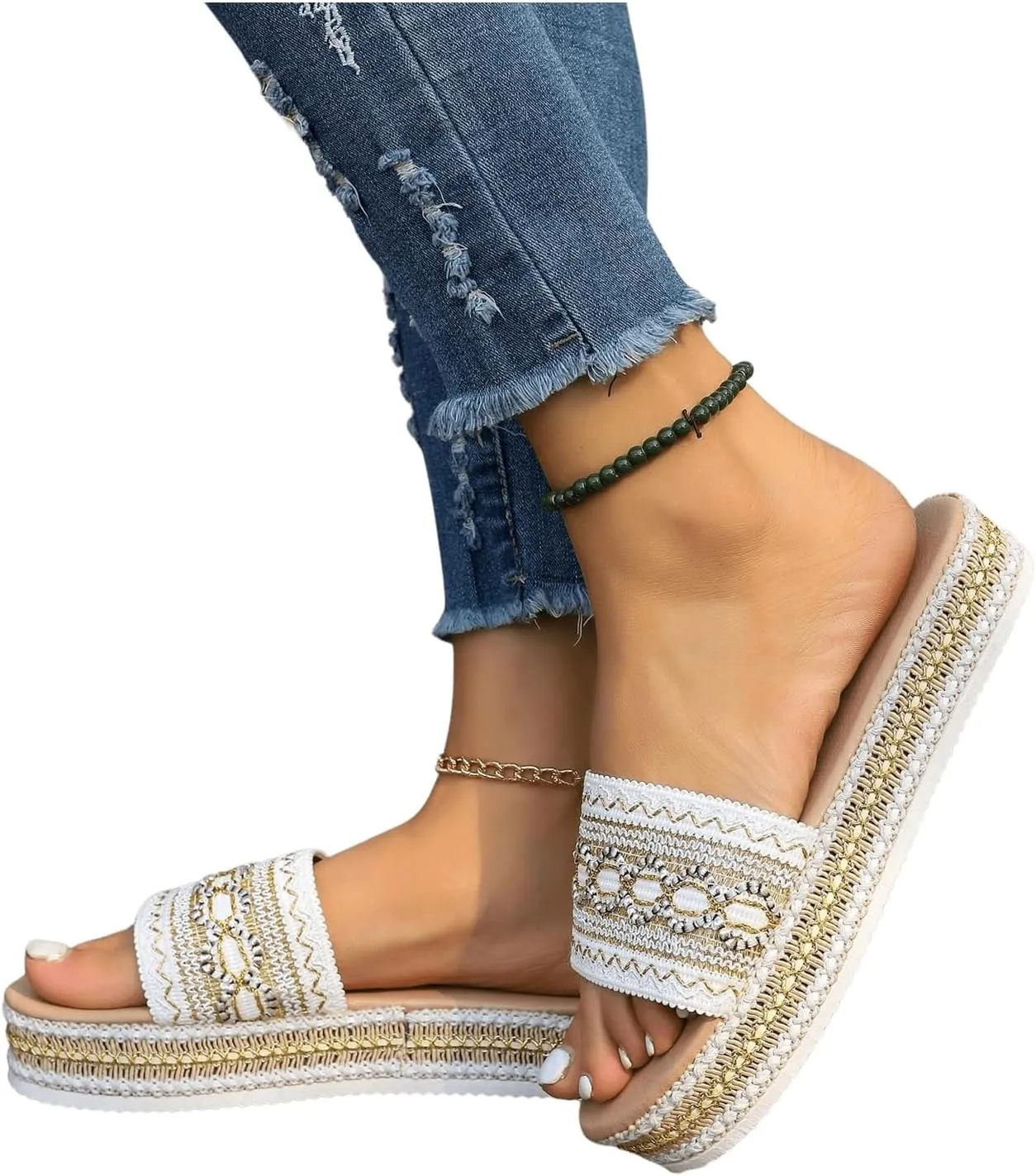 Verdusa Women's Platform SIides Flats Sandals Open Toe Slip On Wedges Sandal