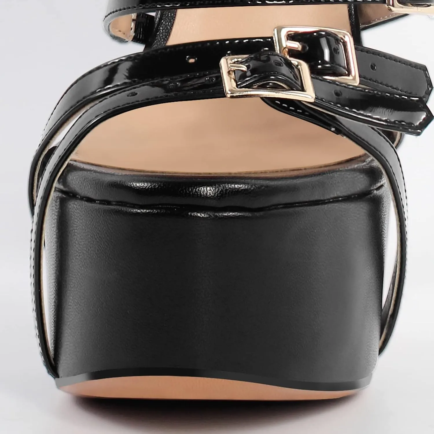 VERISSON Peep Toe Platform Sandals Multi-bands Zip up Stiletto High Heeled Sandal Boots