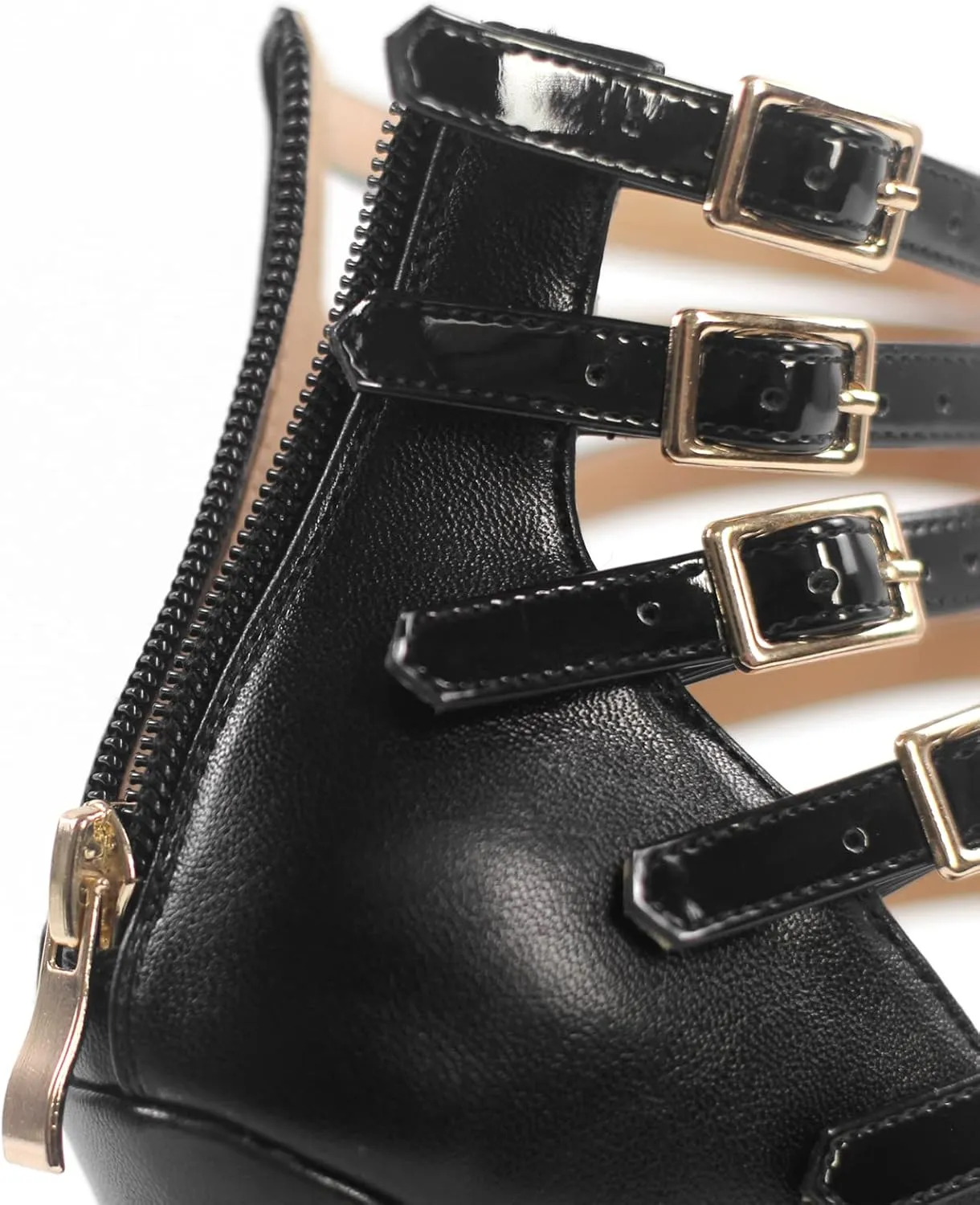 VERISSON Peep Toe Platform Sandals Multi-bands Zip up Stiletto High Heeled Sandal Boots