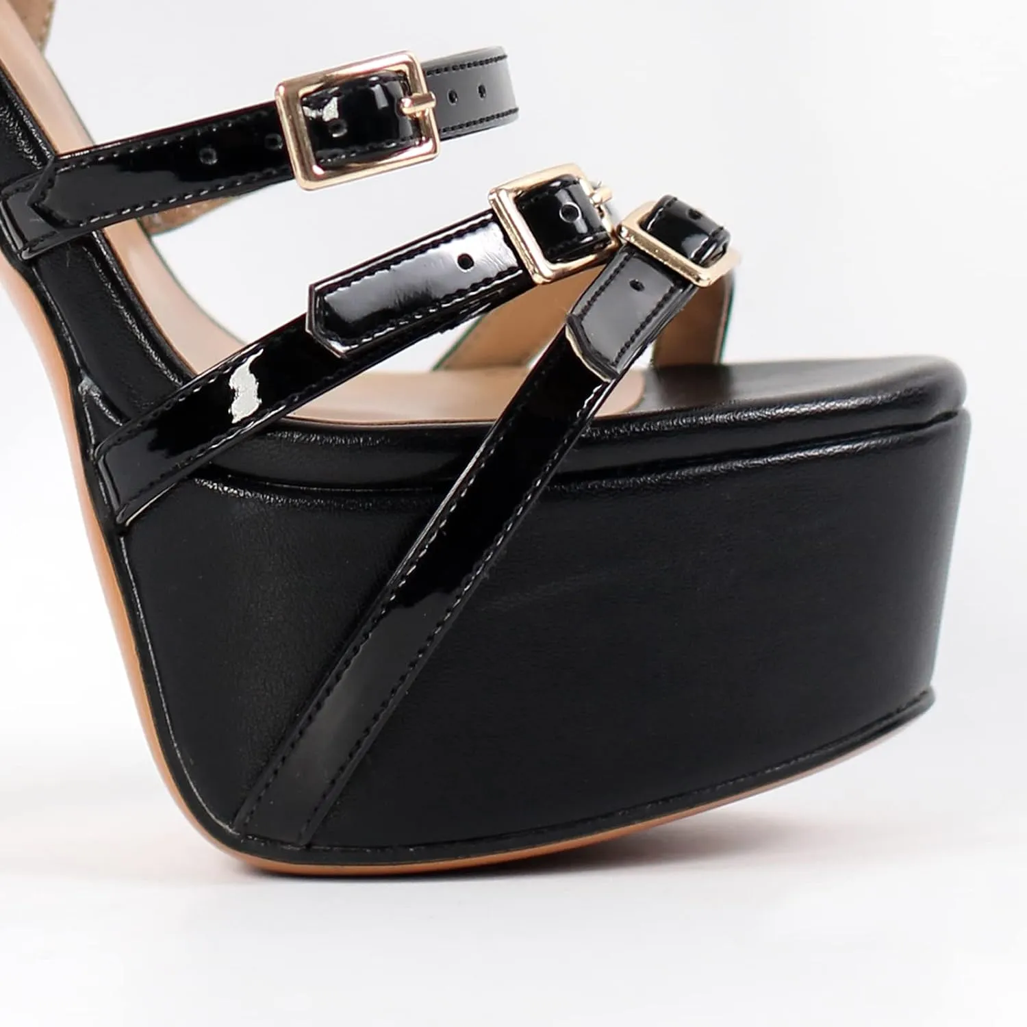 VERISSON Peep Toe Platform Sandals Multi-bands Zip up Stiletto High Heeled Sandal Boots