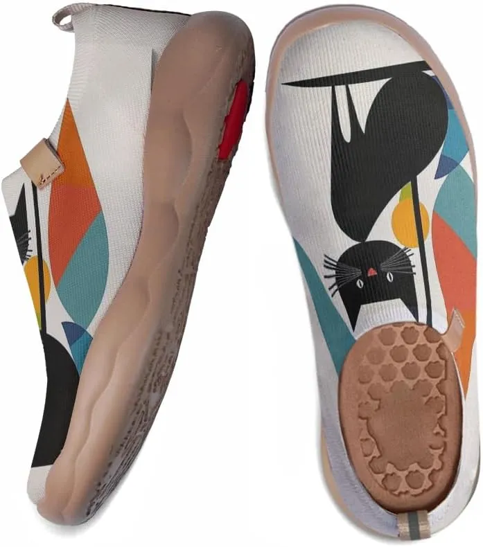 Women's Art Painted Sneakers Casual Slip On Shoes Lightweight Knitted Travel Loafers