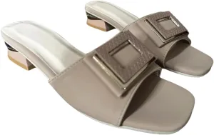 Women's Boho Casual Flat Sandals 2024 - Comfortable Open Toe Slip-On Mules with Chunky Low Heels and Buckle, Summer Platform Sandals for Women