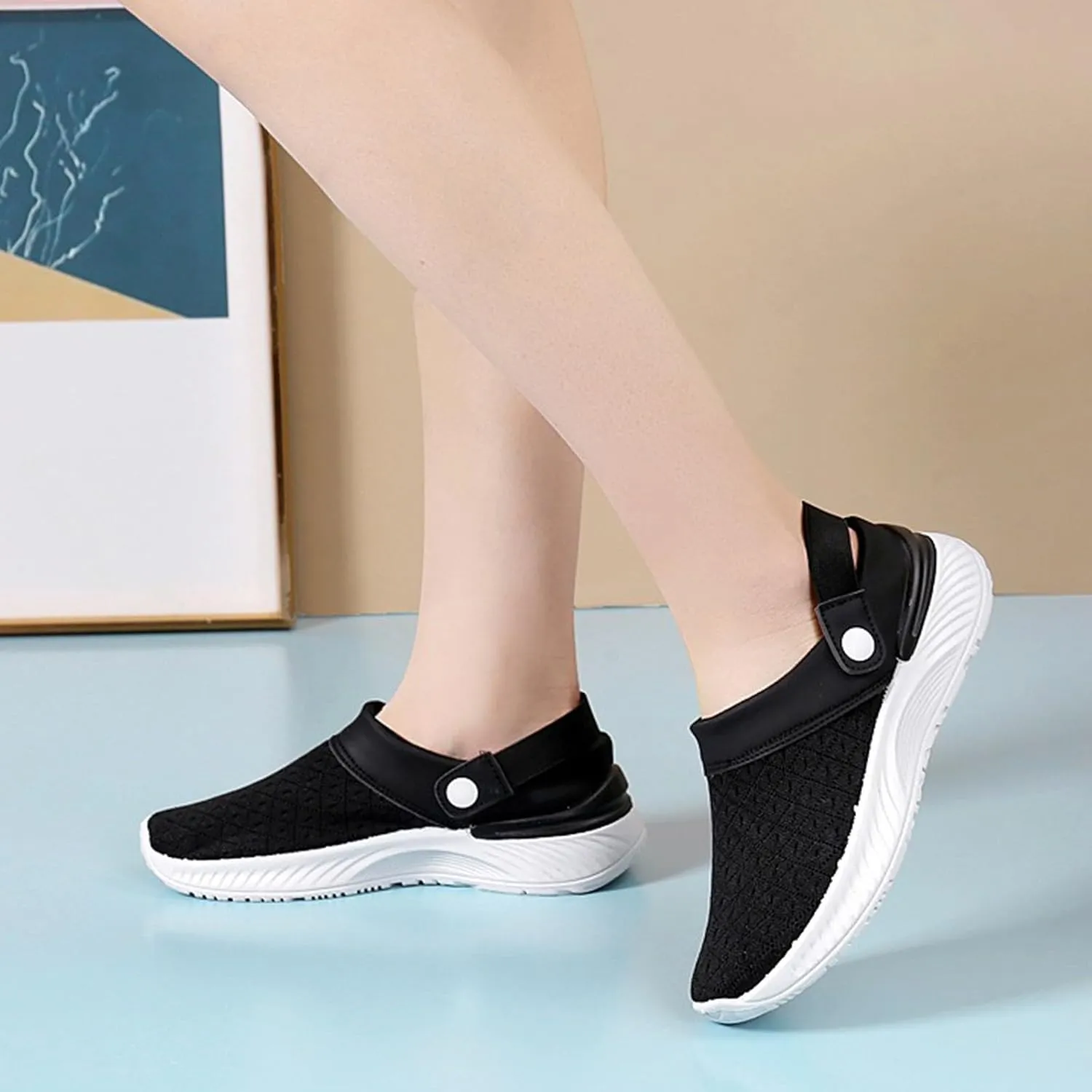 Women's Breathable Slippers Arch Support Shoes Non Slip Walking Shoes Outdoor Casual Shoes Slip On Slippers