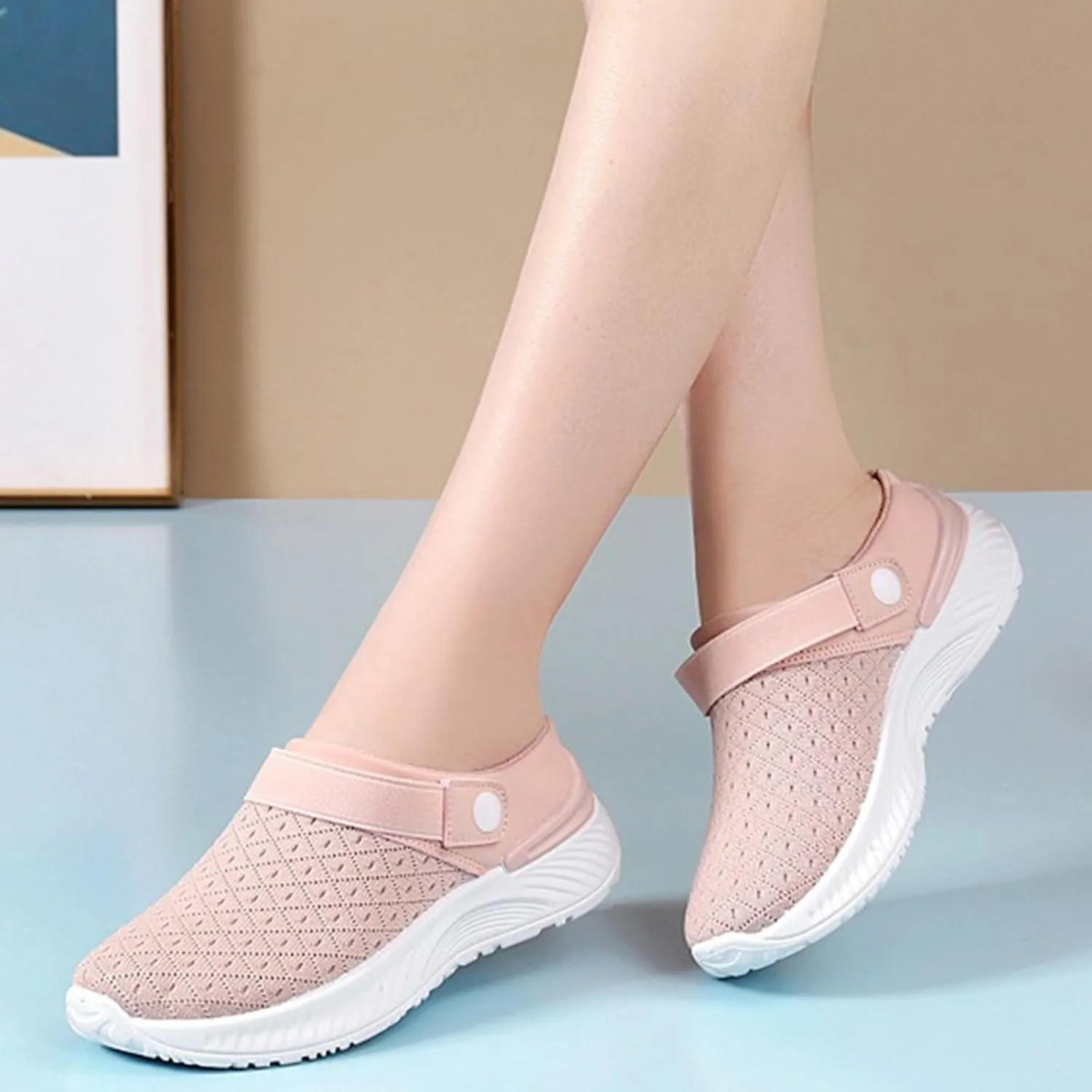 Women's Breathable Slippers Arch Support Shoes Non Slip Walking Shoes Outdoor Casual Shoes Slip On Slippers
